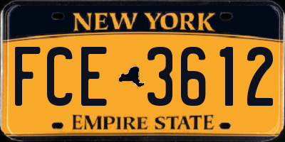 NY license plate FCE3612