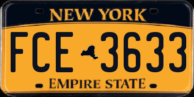 NY license plate FCE3633