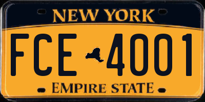 NY license plate FCE4001