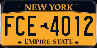 NY license plate FCE4012