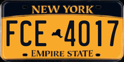 NY license plate FCE4017