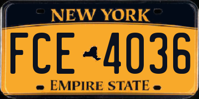 NY license plate FCE4036