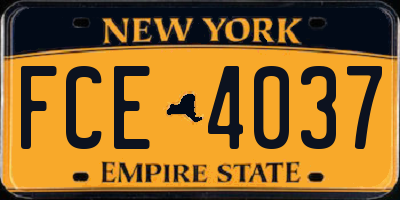 NY license plate FCE4037