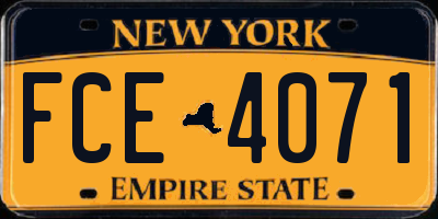 NY license plate FCE4071
