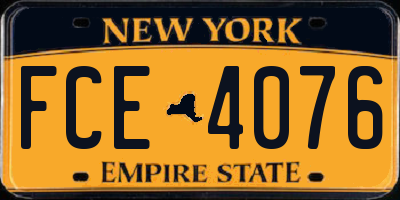 NY license plate FCE4076