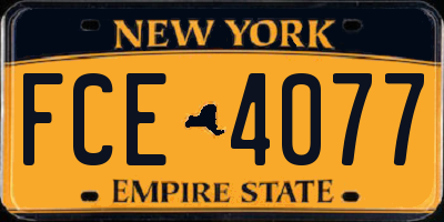 NY license plate FCE4077