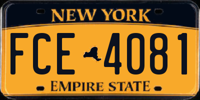 NY license plate FCE4081