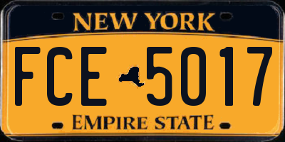 NY license plate FCE5017