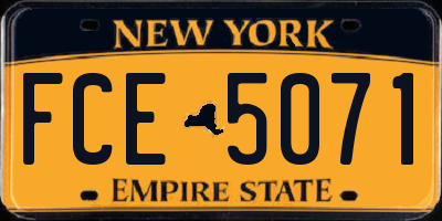NY license plate FCE5071