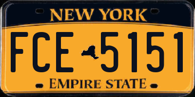 NY license plate FCE5151