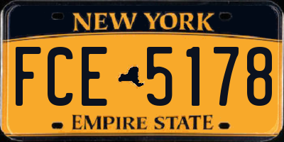 NY license plate FCE5178