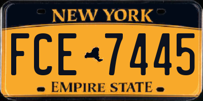 NY license plate FCE7445