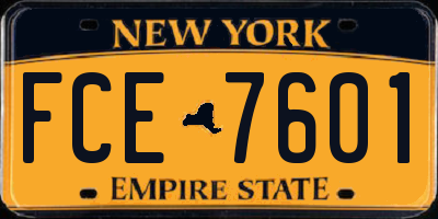 NY license plate FCE7601