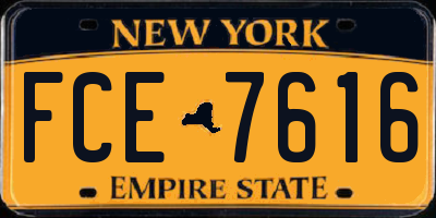 NY license plate FCE7616