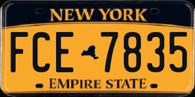 NY license plate FCE7835