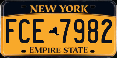 NY license plate FCE7982