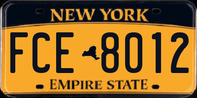 NY license plate FCE8012