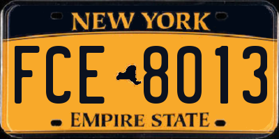 NY license plate FCE8013