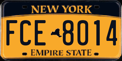 NY license plate FCE8014
