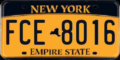 NY license plate FCE8016