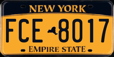 NY license plate FCE8017