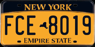 NY license plate FCE8019