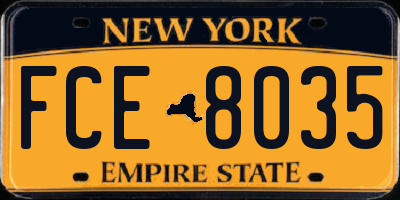 NY license plate FCE8035