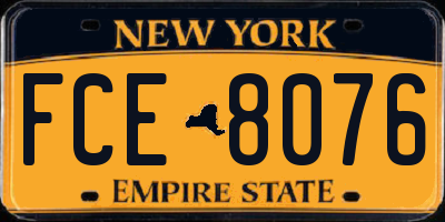 NY license plate FCE8076