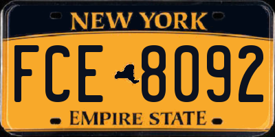 NY license plate FCE8092