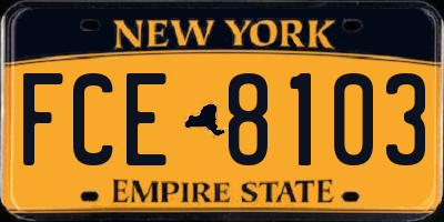 NY license plate FCE8103