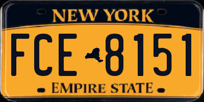 NY license plate FCE8151