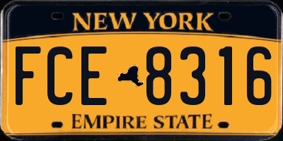 NY license plate FCE8316