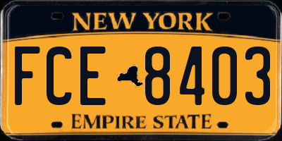 NY license plate FCE8403