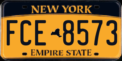 NY license plate FCE8573