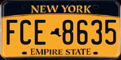 NY license plate FCE8635