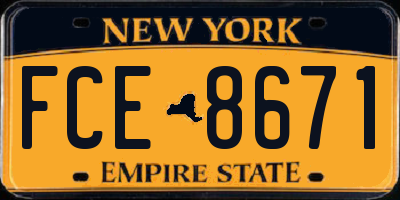 NY license plate FCE8671