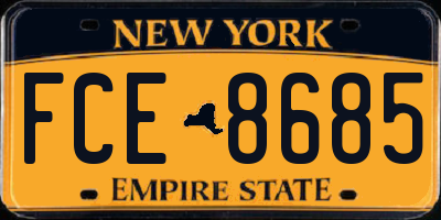 NY license plate FCE8685