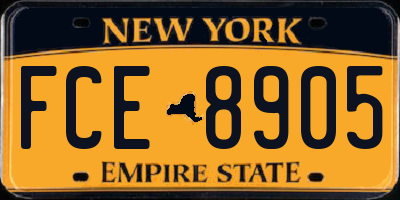 NY license plate FCE8905