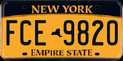 NY license plate FCE9820