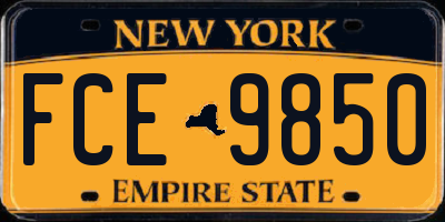 NY license plate FCE9850