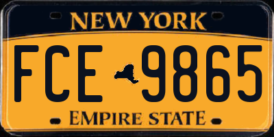 NY license plate FCE9865