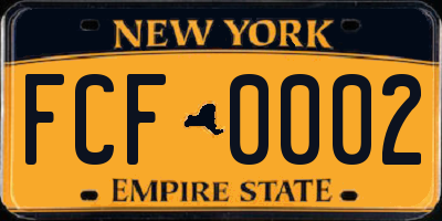 NY license plate FCF0002