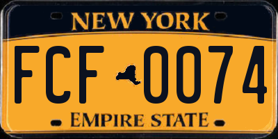 NY license plate FCF0074