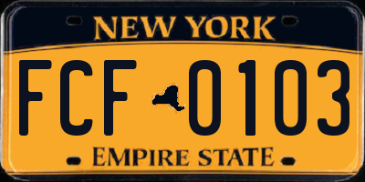 NY license plate FCF0103