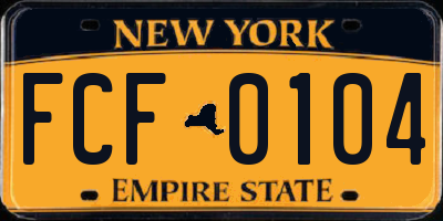 NY license plate FCF0104