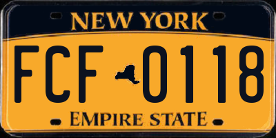 NY license plate FCF0118