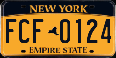 NY license plate FCF0124