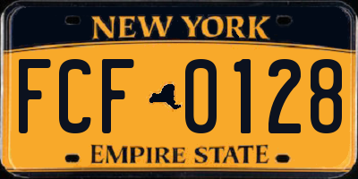 NY license plate FCF0128