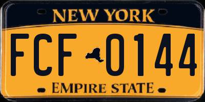 NY license plate FCF0144