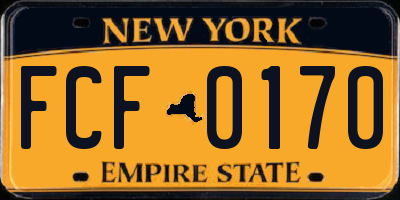 NY license plate FCF0170